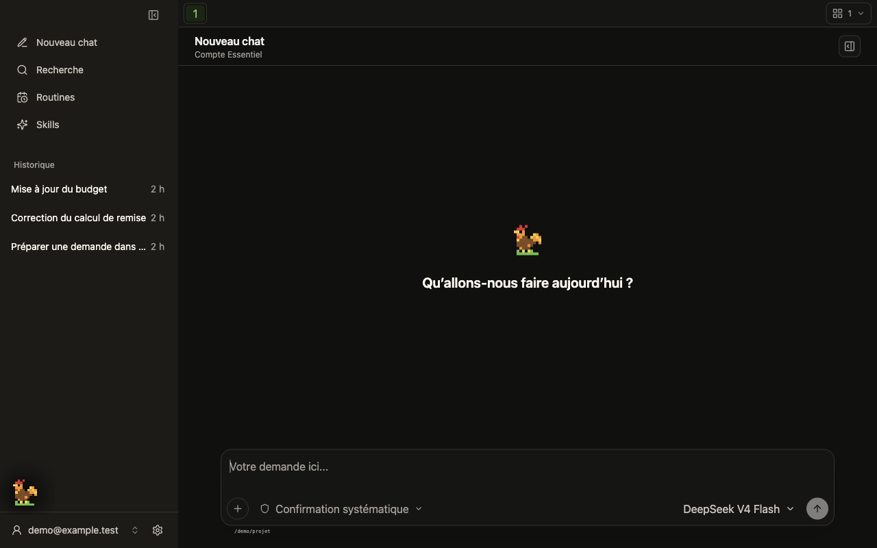 L’interface Souver en mode sombre