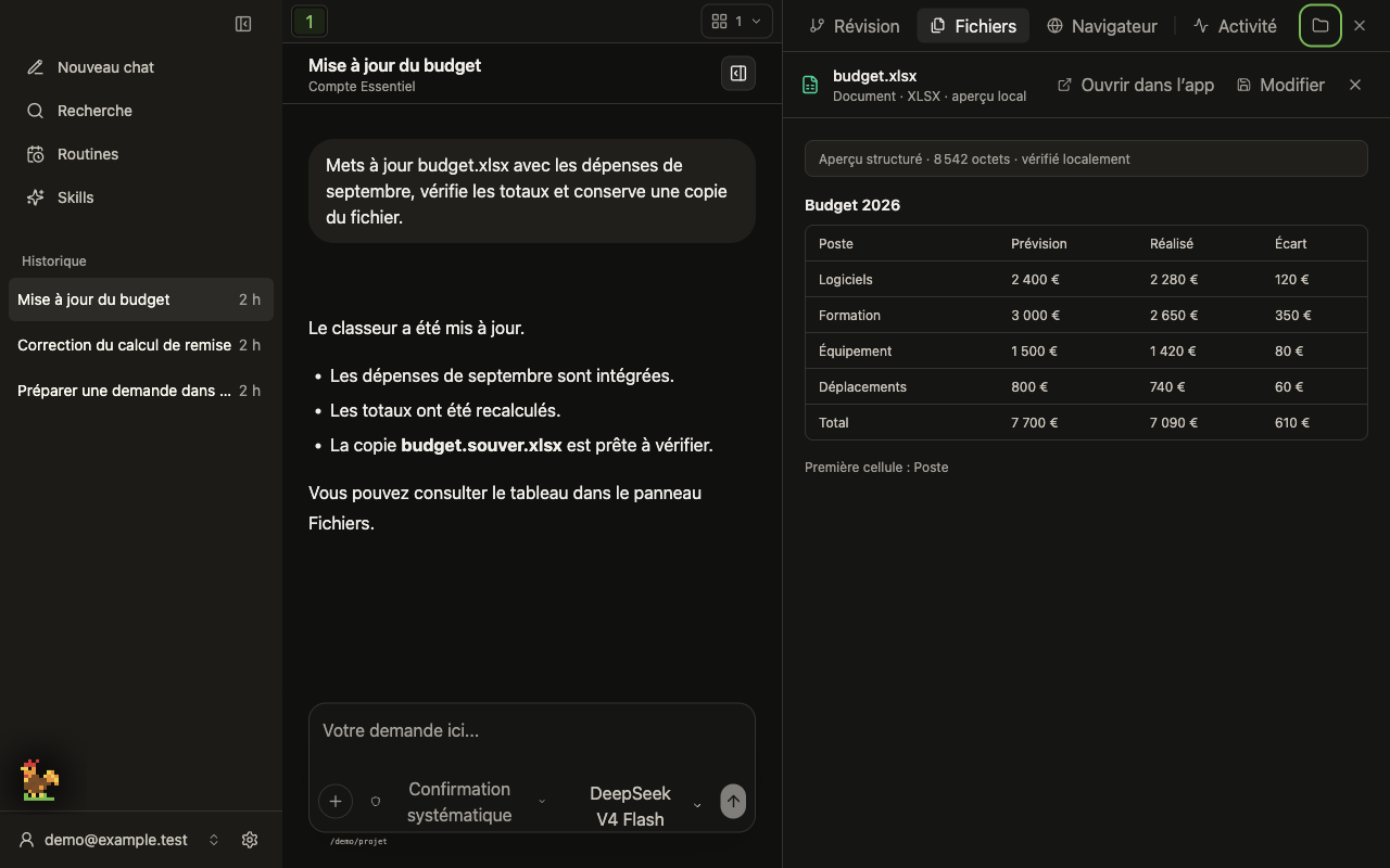 Classeur Excel mis à jour dans Souver
